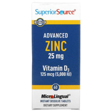 Цинк та вітамін D3 швидкорозчинні, Superior Source Advanced Zinc Vitamin D3, 60 таблеток