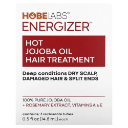 Масло жожоба, Hobe Labs Jojoba Oil, средство для лечения волос, 3 многоразовых тюбика по 14,8 мл
