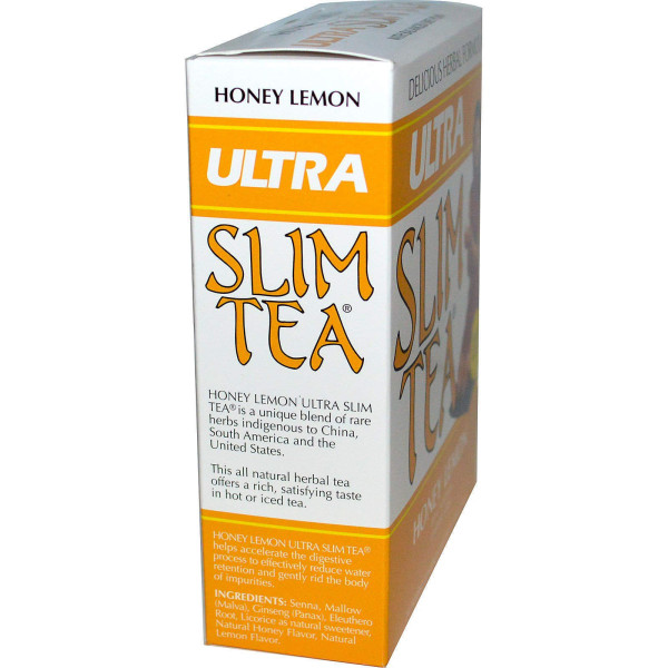 Чай для схуднення з ароматом лимона та меду, Slim Tea, Hobe Labs, без кофеїну, 24 пакетики трав'яного чаю, 48 г