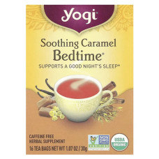 Чай для сну без кофеїну, Yogi Tea Bedtime Soothing Caramel, 16 пакетиків 30 г