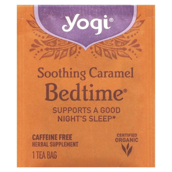 Чай для сну, Bedtime, Soothing Caramel, Yogi Tea, заспокійлива карамель, без кофеїну, 16 пакетиків, 30 г