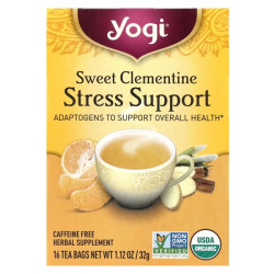Чай для поддержки при стрессе без кофеина, Yogi Tea Stress Support Sweet Clementine, 16 пакетиков 32 г