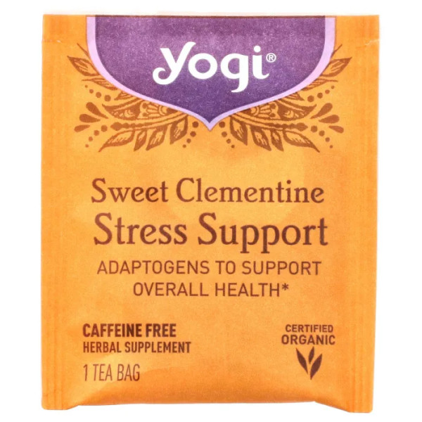 Чай для підтримки під час стресу, Stress Support, Sweet Clementine, Yogi Tea, солодкий клементин, без кофеїну, 16 пакетиків, 32 г