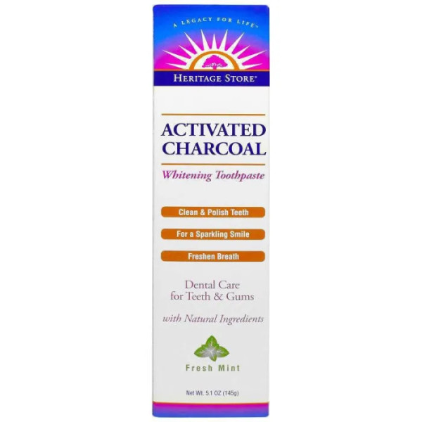 Зубна паста відбілююча з активованим вугіллям, Activated Charcoal, Heritage Products, свіжа м'ята, 145 г