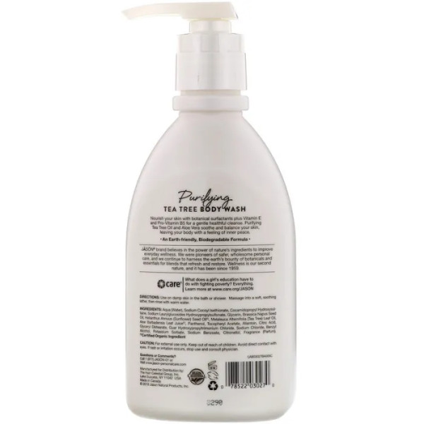 Гель для душа, масло чайного дерева, Body Wash, Jason Natural, очищающий, 887 мл