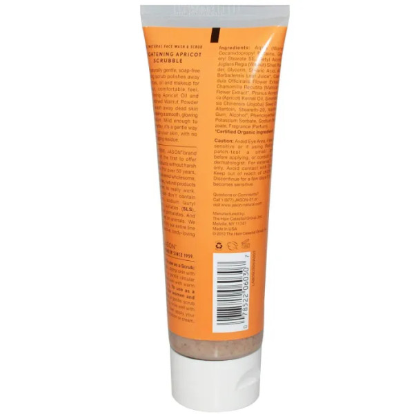 Очищаючий скраб для обличчя і засіб для вмивання, Facial Wash & Scrub, Jason Natural, освітлюючий абрикосовий, 113 г