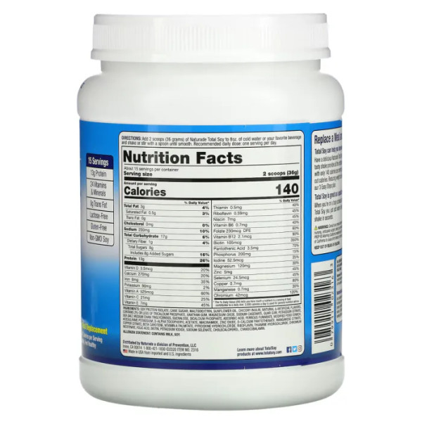 Замінник харчування, Total Soy, Weight Loss Shake, Naturade, коктейль для схуднення, ваніль, 540 г.