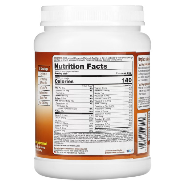 Замінник харчування, Total Soy, Weight Loss Shake, Naturade, коктейль для схуднення, шоколадний смак, 540 г.