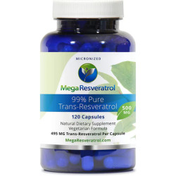Транс-ресвератрол 500 мг, 99% Pure Trans-Resveratrol Mega Resveratrol, 120 вегетарианских капсул