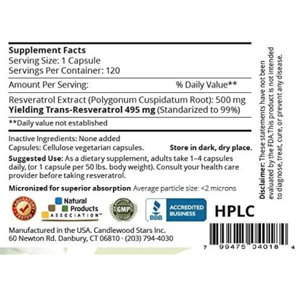 Транс-ресвератрол, 99% Pure Trans-Resveratrol, Mega Resveratrol, 500 мг, 120 вегетаріанських капсул