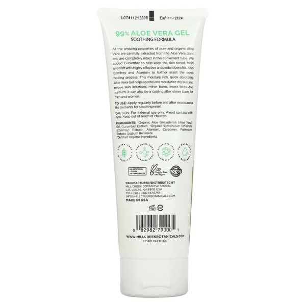 Алое вера гель, 99% Aloe Vera Soothing Gel, Mill Creek Botanicals, заспокійливий, 236 мл