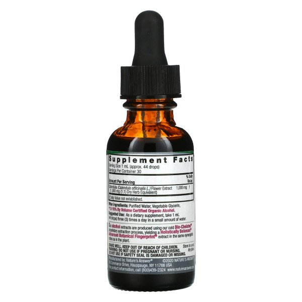 Екстракт календули, Calendula, Nature's Answer, слабоалкогольний, 1000 мг, (30 мл)