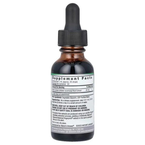 Клопогон без спирту, Black Cohosh, Nature's Answer, 40 мг, 30 мл