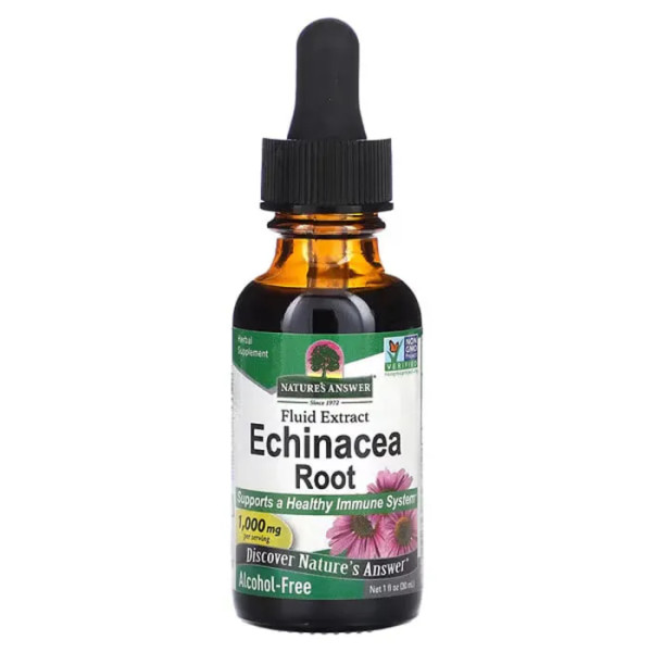 Ехінацеї корінь, Echinacea Root, Nature's Answer, рідкий екстракт, без спирту, 1000 мг, 30 мл