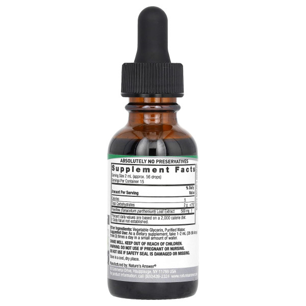 Піретрум дівочий (піжма), Feverfew Extract, Nature's Answer, без спирту, 2000 мг, 30 мл