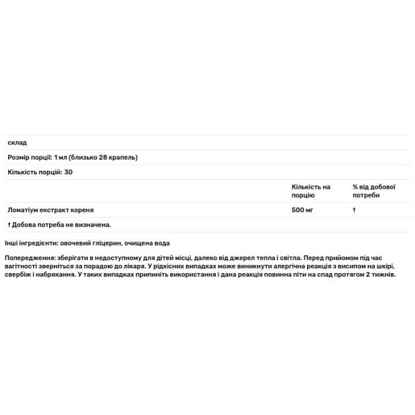 Ломатіум, екстракт кореня, Lomatium Root, Nature's Answer, без спирту, 1000 мг, 30 мл