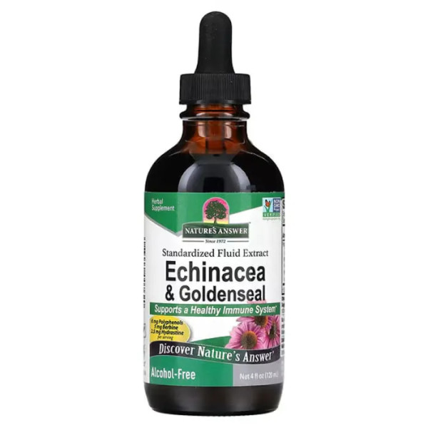 Ехінацея і гідрастіс, Echinacea & Goldenseal, Nature's Answer, без спирту, 120 мл