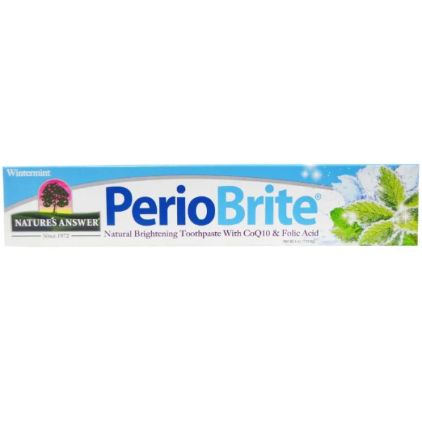 Зубна паста освітлююча, Brightening Toothpaste, PerioBrite, Nature's Answer, з CoQ10 та фолієвою кислотою, зимова м'ята, 113.4 г.