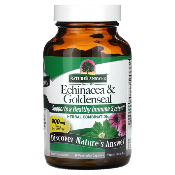 Ехінацея і гідрастіс, Echinacea & Goldenseal, Nature's Answer, 900 мг, 90 вегетаріанських капсул (450 мг на капсулу)