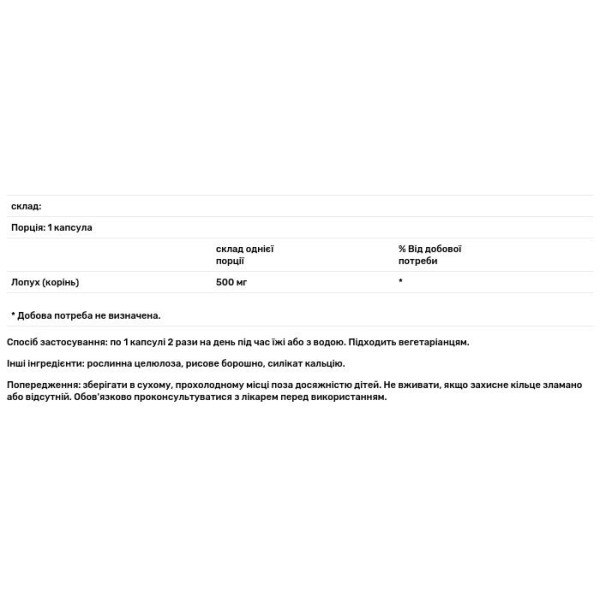 Корінь лопуха, Burdock, Nature's Answer, 500 мг, 90 капсул