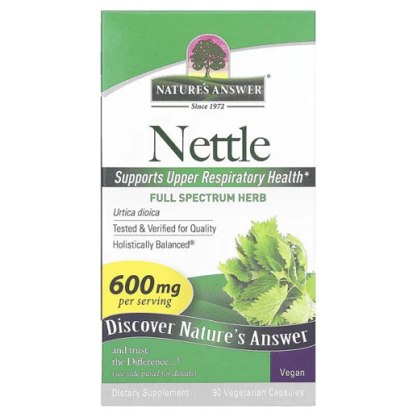 Кропива, Nettle, Nature's Answer, 600 мг, 90 вегетаріанських капсул (300 мг на капсулу)