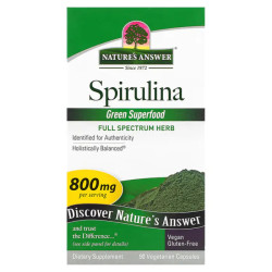 Спирулина 800 мг, Nature's Answer Spirulina, 90 капсул
