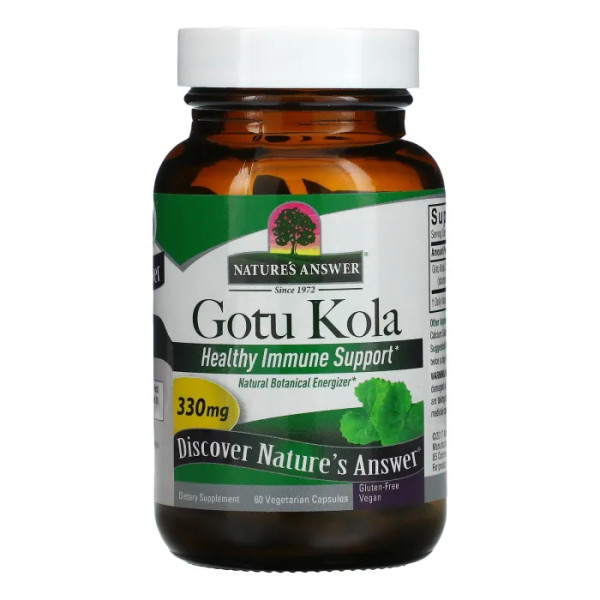 Готу кола, Gotu Kola, Nature's Answer, підтримка здорового імунітету, 330 мг, 60 вегетаріанських капсул