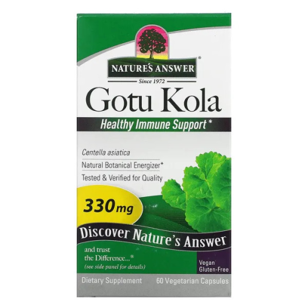 Готу кола, Gotu Kola, Nature's Answer, підтримка здорового імунітету, 330 мг, 60 вегетаріанських капсул