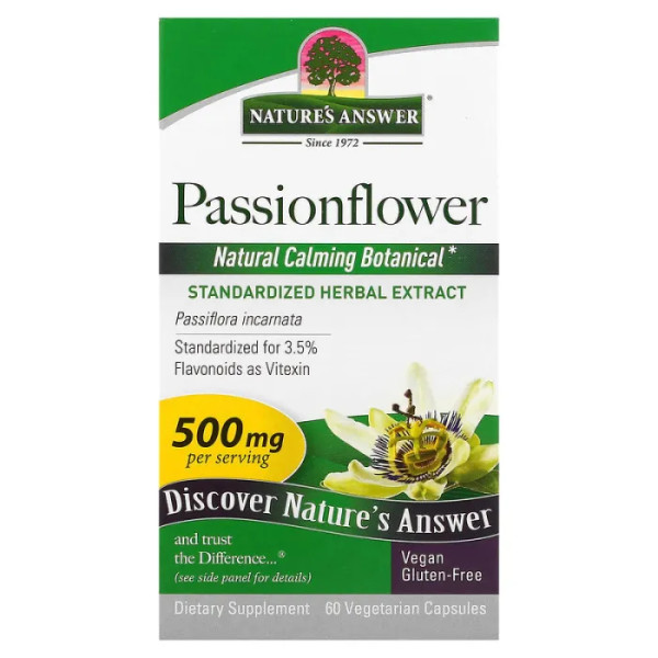 Пасифлора, Passionflower, Nature's Answer, 500 мг, 60 капсул
