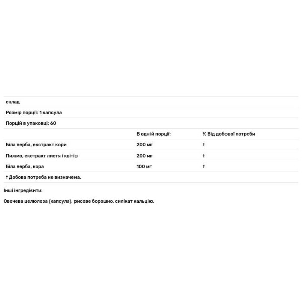 Біла верба з пижмою, White Willow with Feverfew, Nature's Answer, 500 мг, 60 капсул