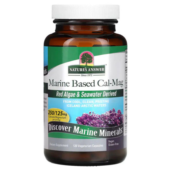 Кальцій і магній, Plant Based Cal-Mag, Nature's Answer, рослинний, 500\/250 мг, 120 капсул