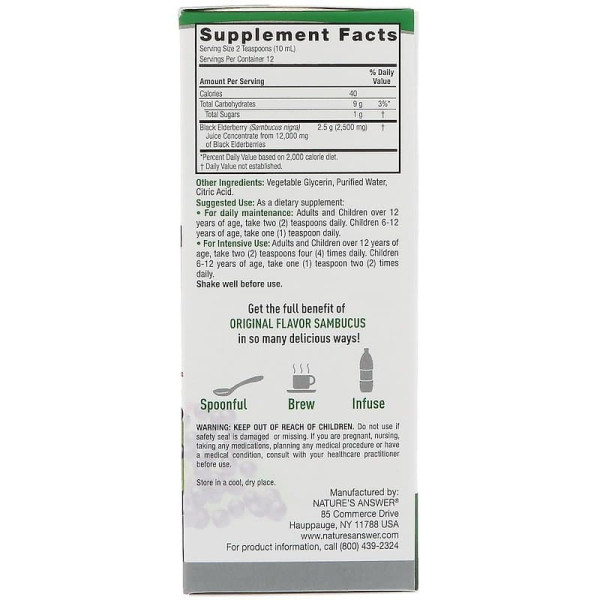 Чорна бузина, екстракт, Sambucus, Nature's Answer, 12000 мг, 120 мл