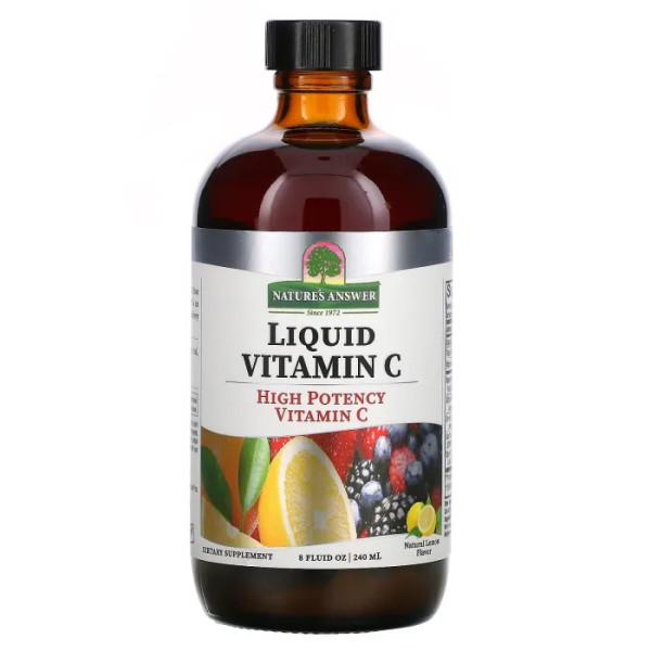 Вітамін С рідкий, Liquid Vitamin C, Nature's Answer, лимон, 240 мл