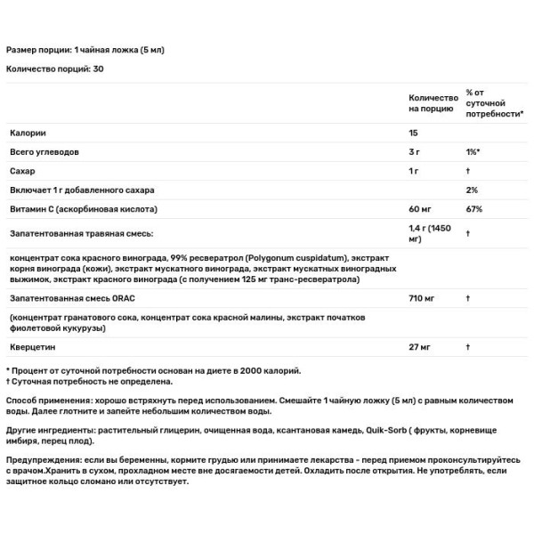 Ресвератрол (Resveratrol Reserve), Nature's Answer, рідкий, 150 мл.