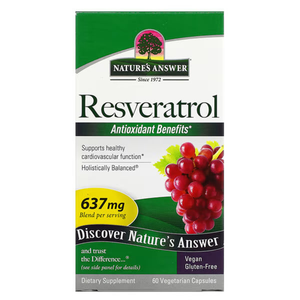 Ресвератрол (Resveratrol), Nature's Answer, 637 мг, 60 капсул
