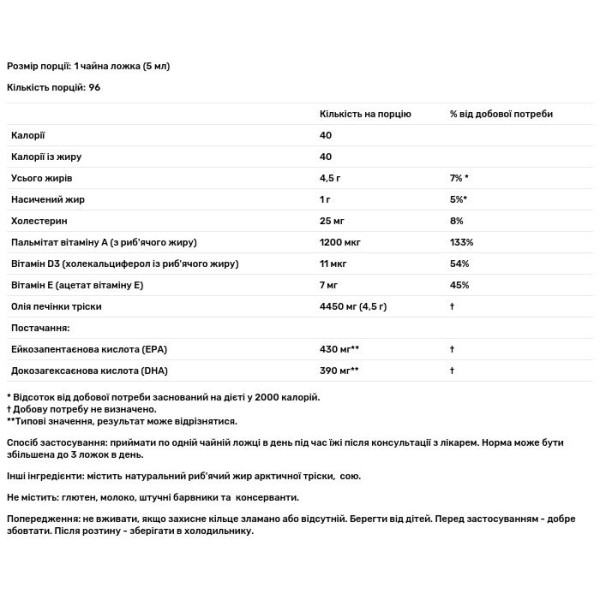 Риб'ячий жир з печінки тріски, Cod Liver Oil, Nature's Answer, норвезький, лимон-лайм, 480 мл