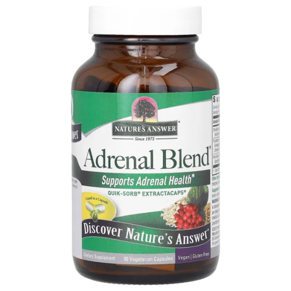 Підтримка надниркових залоз, Adrenal Blend, Nature's Answer, суміш екстрактів, 90 вегетаріанських капсул