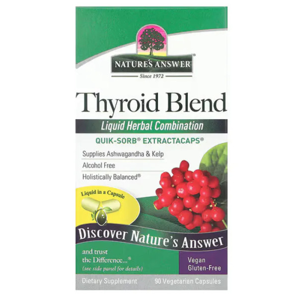 Підтримка щитовидної залози, Thyroid Blend, Nature's Answer, суміш екстрактів, 90 вегетаріанських капсул