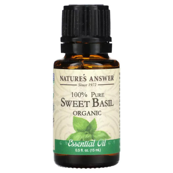 Ефірна олія солодкого базиліка, Sweet Basil, Nature's Answer, 100% чиста органічна, 15 мл
