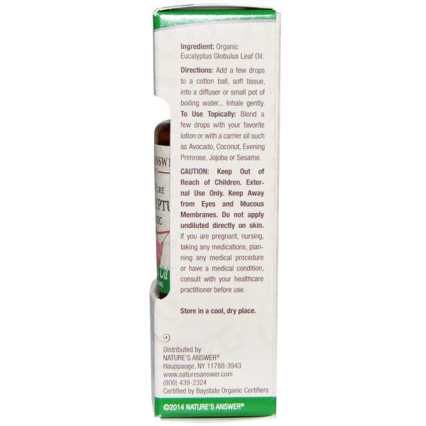 Масло евкаліпта органік (Eucalyptus), Nature's Answer, 15 мл