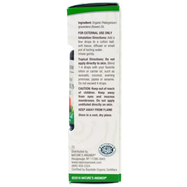 Ефірна олія герані, Geranium Oil, Nature's Answer, 15 мл