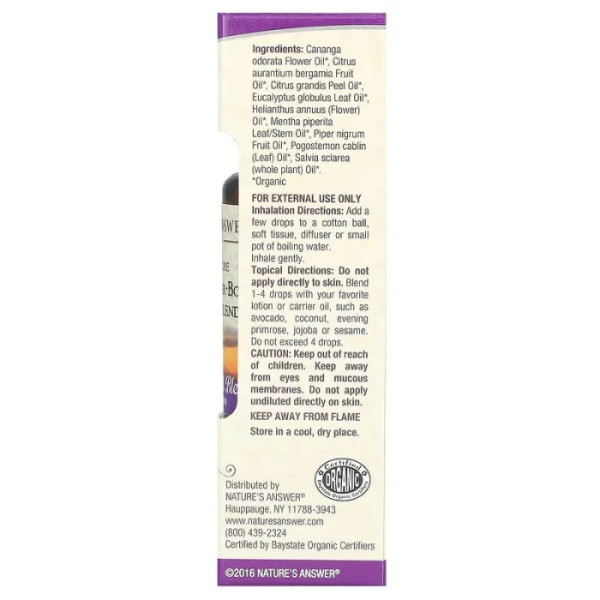 Смесь эфирных масел, жизненные силы, Blend Essential Oil, органик, Nature's Answer, 15 мл