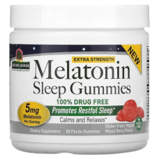 Мелатонін 5 мг, жувальні, суміш ягід, Nature's Answer Melatonin Sleep Gummies, 45 жувальних цукерок з пектином