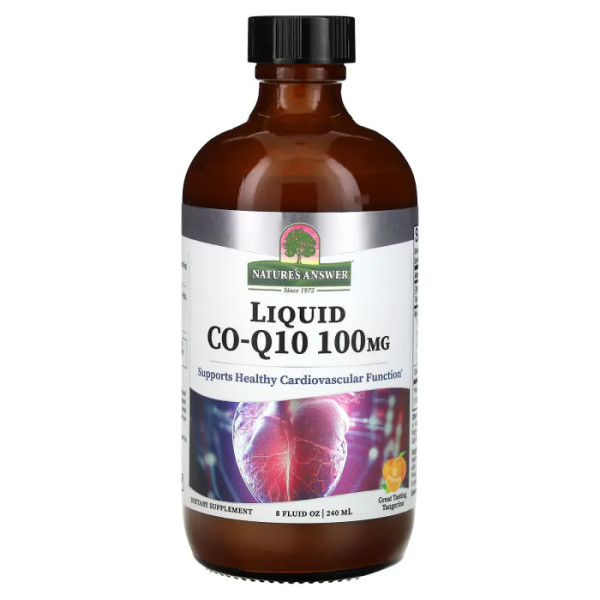 Коензим Q10, Liquid Co-Q10, Nature's Answer, рідкий, зі смаком мандарину, 100 мг, 240 мл