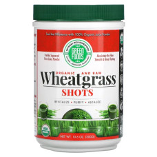 Пророщена пшениця, Green Foods Corporation Wheatgrass Shots, органічні та сирі шоти, 300 грамів