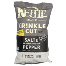 Чіпси рифлені, сіль та свіжомелений перець, Kettle Foods Krinkle Cut Potato Chips, 141 г