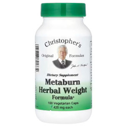 Трав'яна формула для схуднення 1275 мг, Metaburn Herbal Weight Formula Christopher's Original Formulas, 100 вегетаріанських капсул (425 мг на капсулу)
