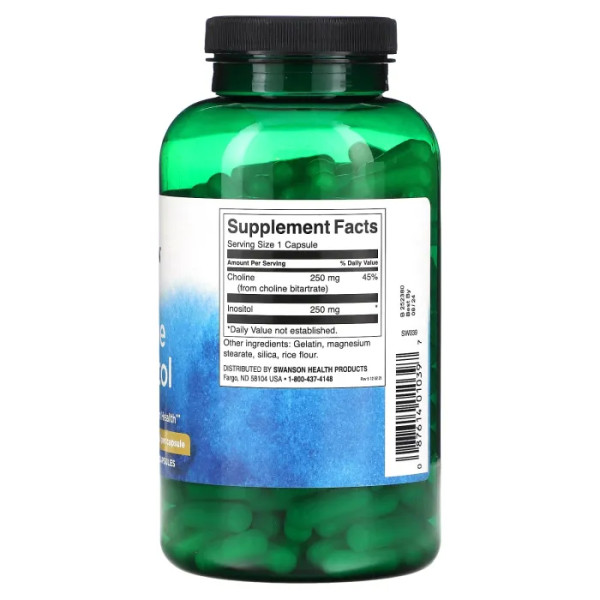 Холін та інозитол, Choline & Inositol, Swanson, 250 мг, 250 капсул