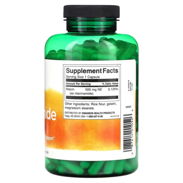 Ніацинамід, Niacinamide, Swanson, 500 мг, 250 капсул