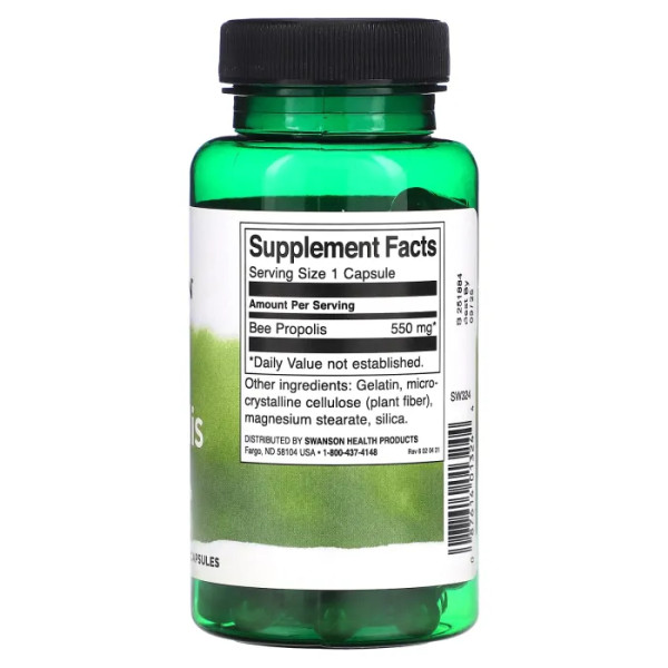 Прополіс, Bee Propolis, Swanson, 550 мкг, 60 капсул